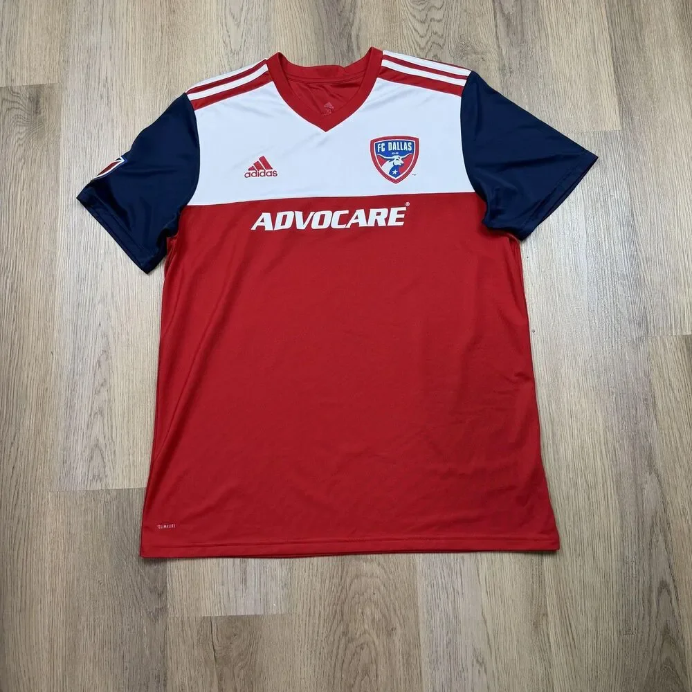 FC Dallas Jersey Mens XL Red MLS Soccer Adidas Climalite Advocare Sponsor